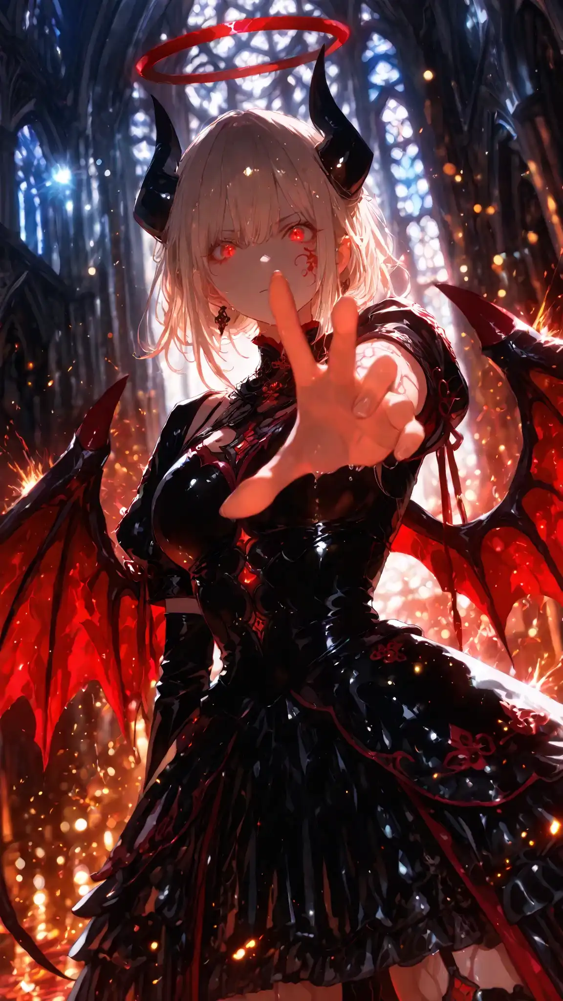 黒いドレスと赤いウィッグのメインビジュアル