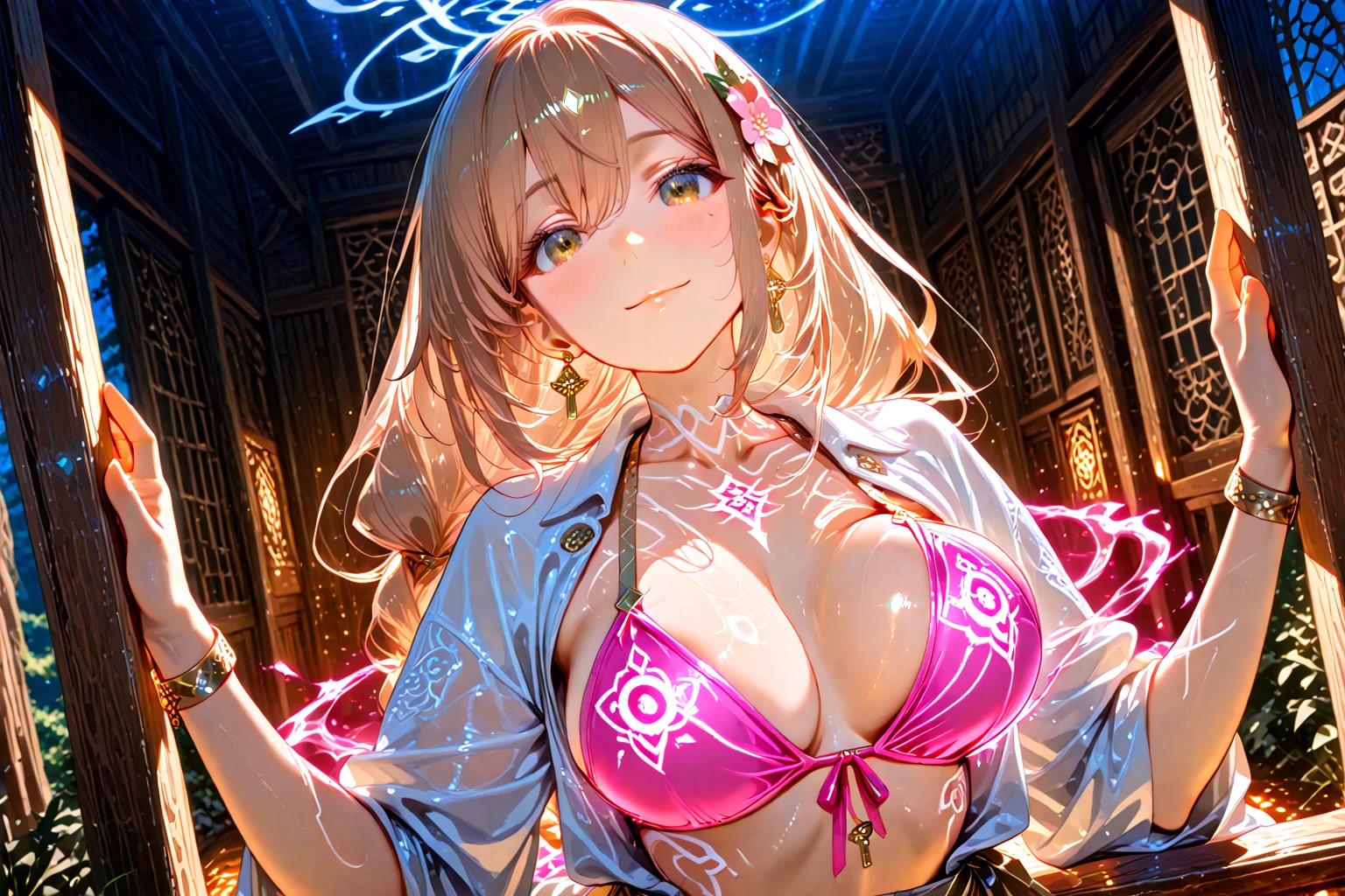 桃色水着で東屋の微笑みのメインビジュアル